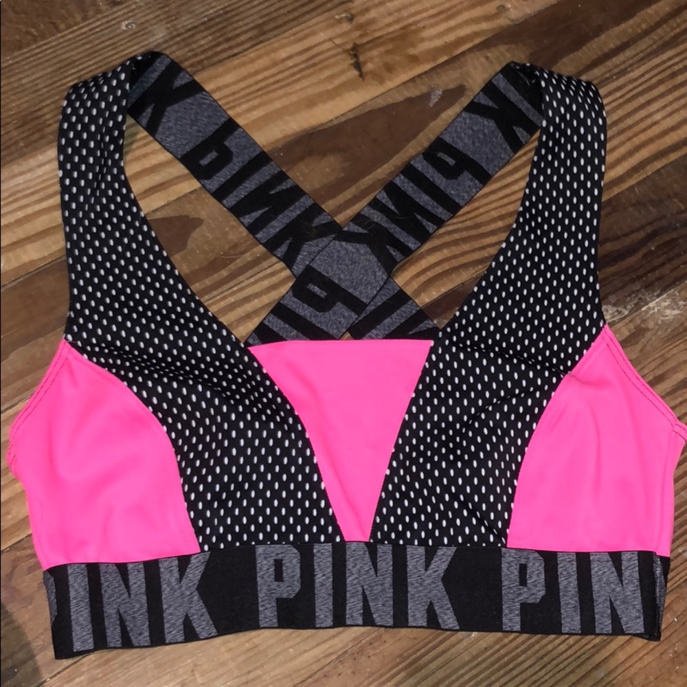 Two pink sport bras